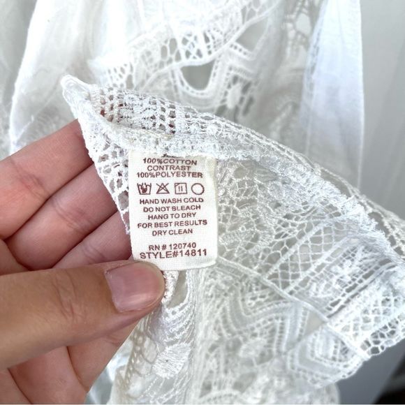Mystree Cotton Lace Sleeveless Boho White Cardigan Vest One Size - Picture 3 of 8